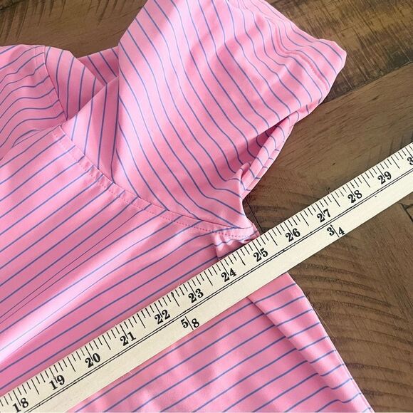Peter Millar Summer Comfort Short Sleeve Polo Mens Size XL Pink Stripe Golf - Picture 4 of 8